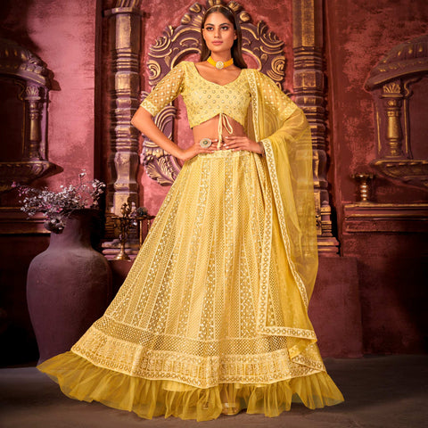 Peach Color Silk Multi Rubber Foil Work Latest Lehenga Designs For Bri –  Gunj Fashion