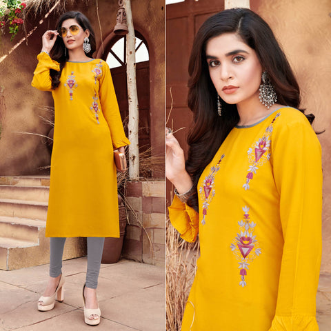 Yellow is perfect with Off-white always. | Kurti designs party wear,  Fashion, Kurti designs