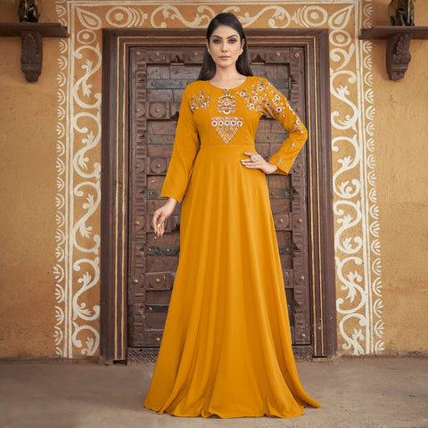 Best Selling | $13 - $26 - Yellow Designer Gown Indian Gown and Yellow  Designer Gown Designer Gown Online Shopping