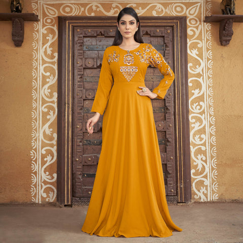 Ready to wear Mustard yellow indowestern suit set – YouNari