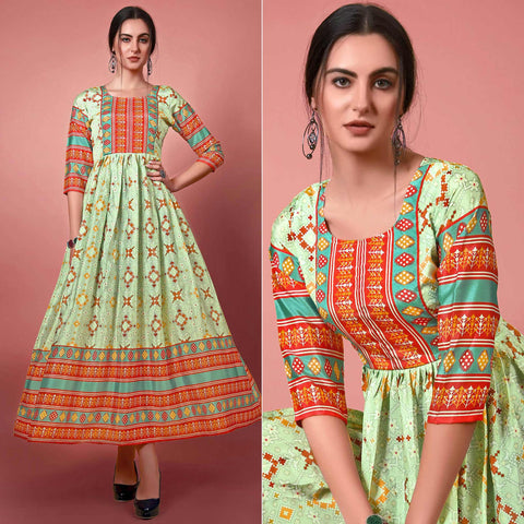 Kanasu Flavours Rayon Capsule Prints Fancy Frock Style Kurtis