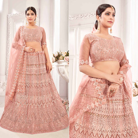 Peach Lehenga Choli : Buy Peach Color Lehenga Online