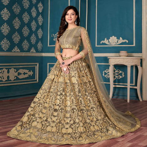 Golden Beige Indo Western Lehenga Choli | Party wear lehenga, Bridal lehenga  choli, Lehenga choli