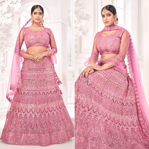 Latest Pink color lehenga choli for wedding function at affordable pri –  Joshindia