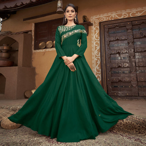 RF - Green color Georgette Gown Dress. - New In - Indian