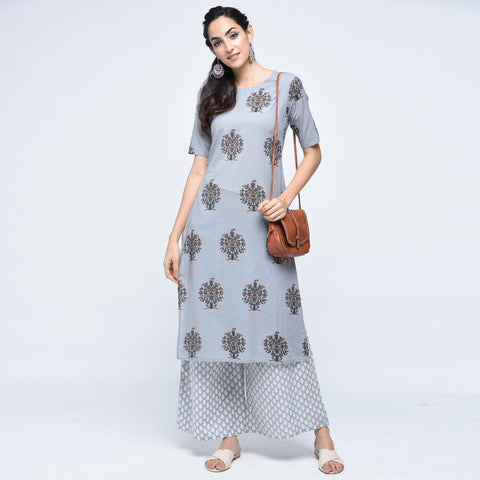 Casual Wear Straight Plazo Designer Kurti, Wash Care: Handwash at best  price in Gurgaon