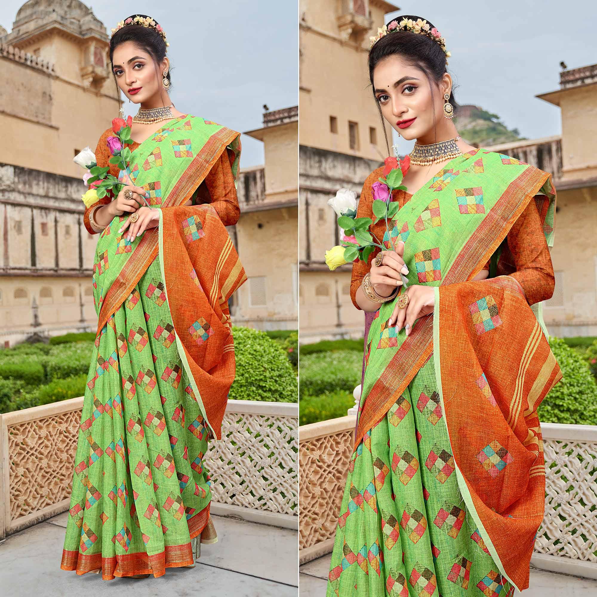 Buy Peach Sarees for Women by Peachmode Online | Ajio.com