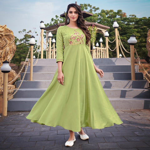 Green Georgette Printed Designer Gown on Sale, Upto 45% OFF -