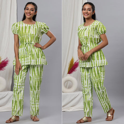 Shop the Latest Women's Cotton Dot Printed Night Suit Set | Top & Pyjama |  Free Shipping
