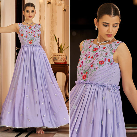 New Đěsigner Party Wear Look And New Fancy Designer Wedding Long Gown. -  This Gown Is Very Beautiful New Fancy Cotton Print Anarkali Gown.*Looking  for this same colour beautiful Designer Gown. ?*ONLY