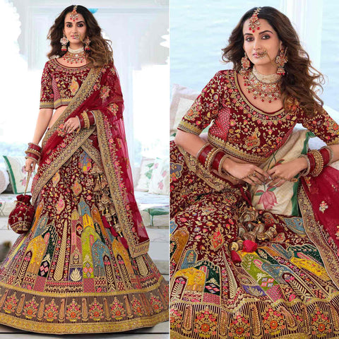 Red Wedding Wear Embroidered Silk Lehenga Choli at Rs 6416.99 | Bengaluru|  ID: 2851808944062