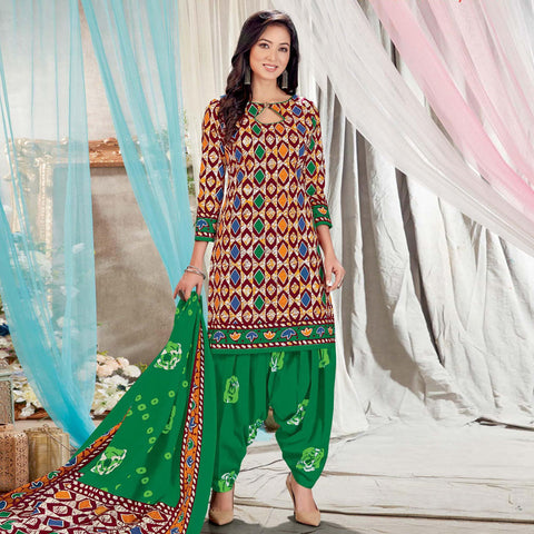 Digital Printed Cotton Punjabi Suit in Multicolor  KJC2842