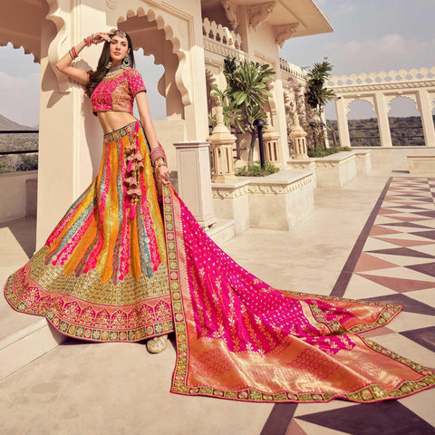 Peach Partywear Resham Sequins Georgette Lehenga Choli