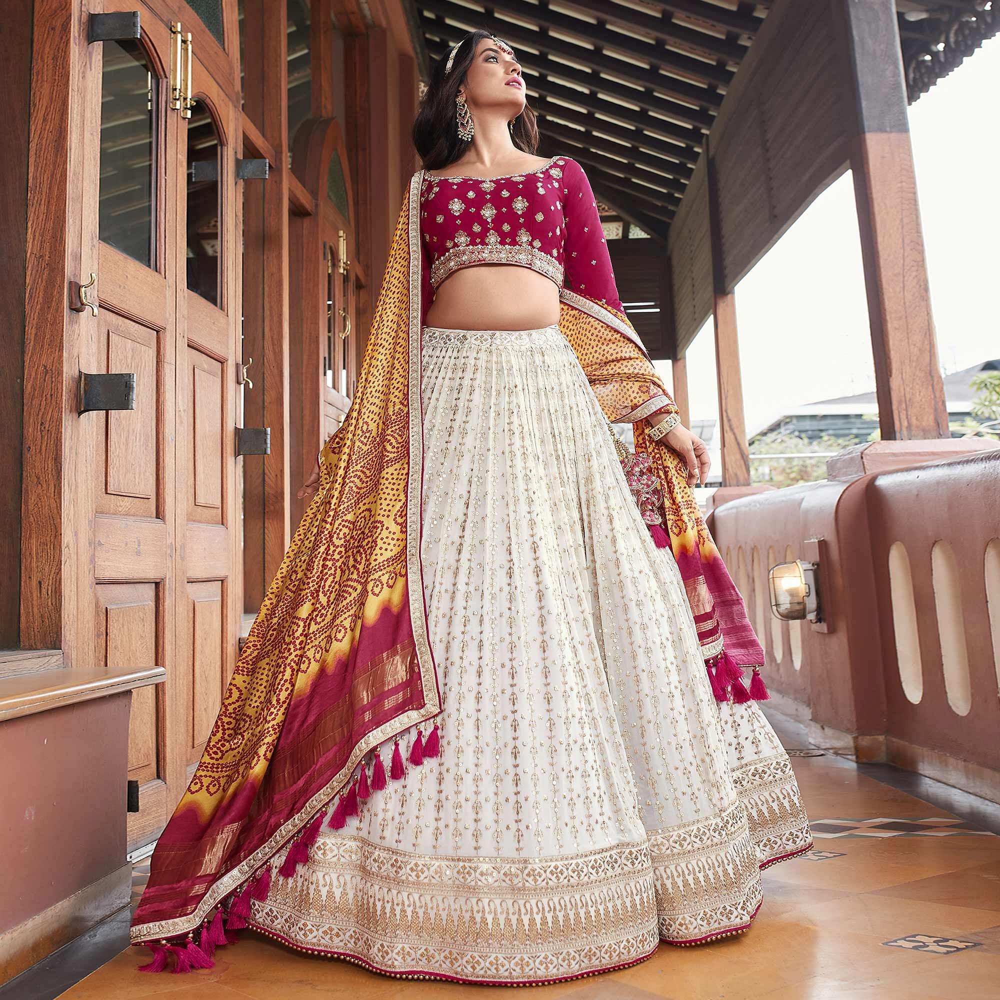 Ivory White Designer Bridal Lehenga Choli Online USA UK For Wedding – Sunasa