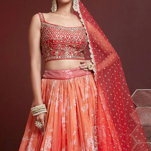 Lehenga - Buy Designer Wedding Lehengas, Lehenga Choli Online - Peachmode | Party  wear lehenga, Silk lehenga, Designer lehenga choli