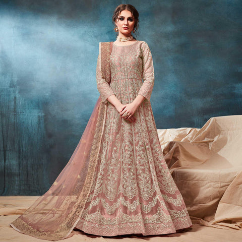 Stiched Type:Semi-Stitched,Salwar Type: Churidar, Net Gown Style Wedding  Wear Salwar Kameez, Dry Clean at Rs 2151 in Surat
