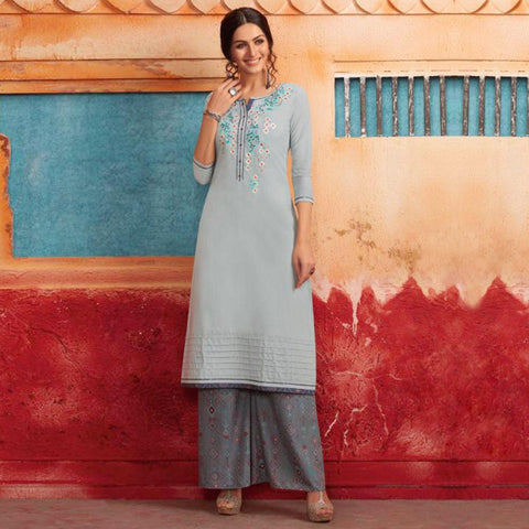 Lavender Freya Modal Chikankari Kurti Palazzo Set - TheChikanLabel |  Lucknow Chikankari Kurtis & Suits