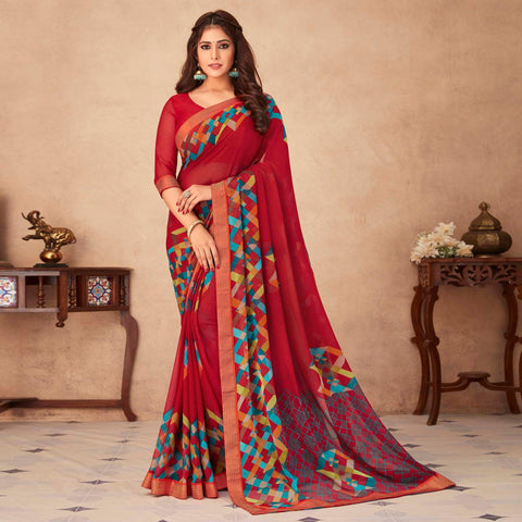 Black Partywear Digital Printed Silk Saree