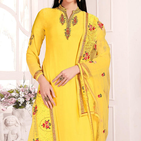 Festive Embroidered Kurta and Bandhani Dupatta - Festive Yellow – FASHOR