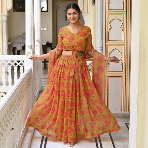 Neeru's Womens Satin Fabric Ghagra Set (Peach, Brown) in Bhopal at best  price by Arham Suit Collection - Justdial