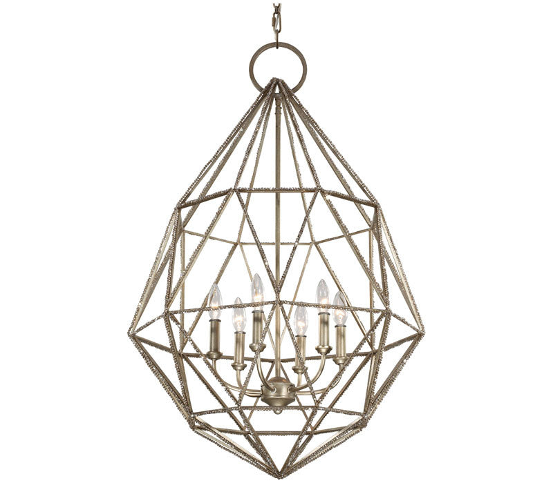 Murray Feiss Lighting F2942/6BUS Marquise Collectioni Six Light Pendant Chandelier in Burnished Silver Finish