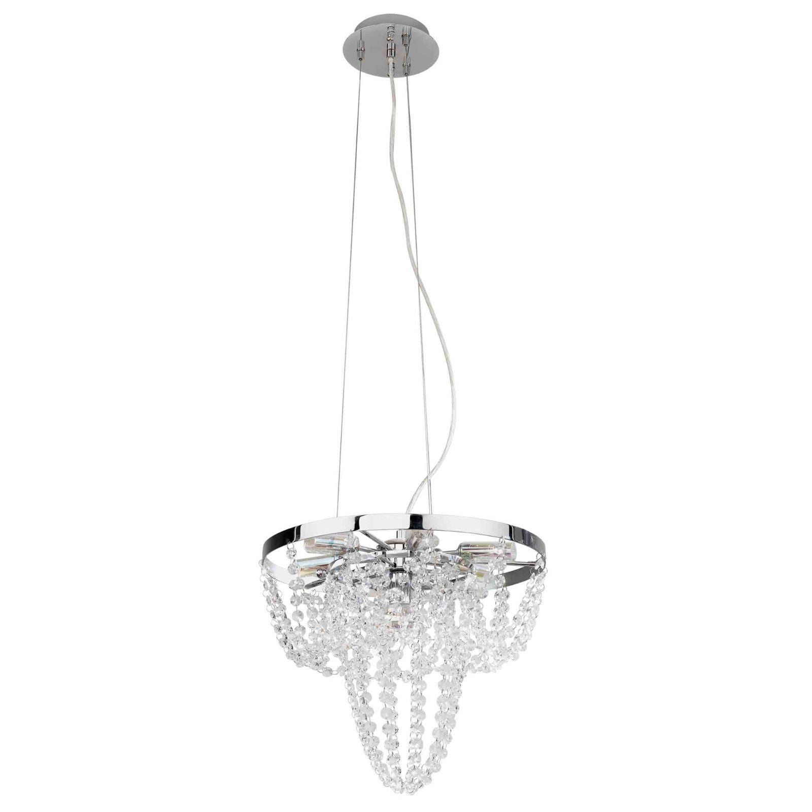 Eglo Lighting 89568A Swindon Collection Six Light Hanging Pendant Chandelier in Polished Chrome Finish