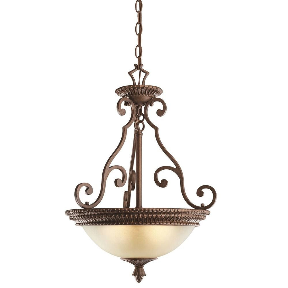 Kichler Lighting 10814 TZG Larissa Collection Energy Efficient Fluorescent Bowl Pendant Chandelier in Tannery Bronze Finish with Gold Accent