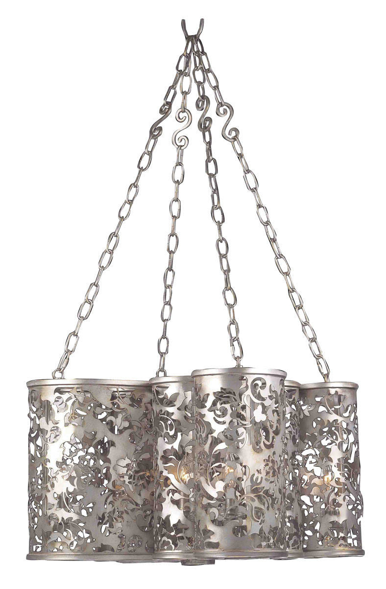 Kalco Lighting 2539 SV Ophelia Collection Eight Light Pendant Chandelier in Antique Silver Finish
