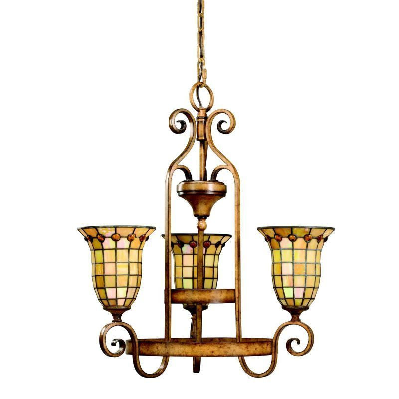 Aztec 34975 by Kichler Lighting Westerly Collection Three Light Hanging Chandelier in Mottled Pecan Finish