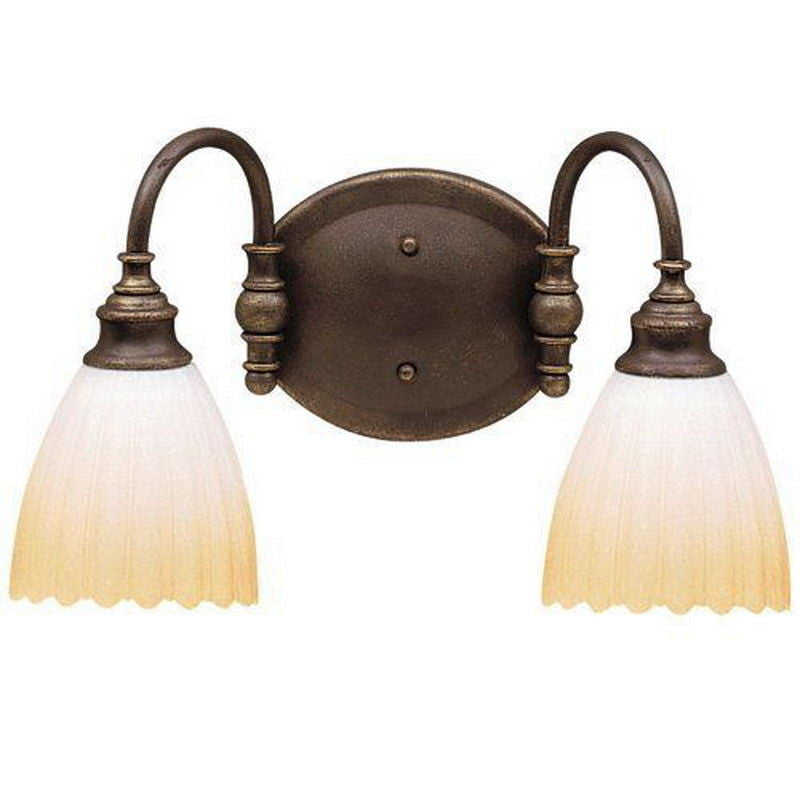 Kichler Lighting 10642 OZ Flowers Collection Two Light Energy Efficient Fluorescent Bath Vanity Wall Light in Olde Bronze Finish