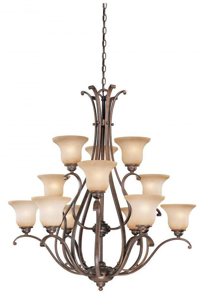 Vaxcel Lighting CH35412RBZB Monrovia Collection Twelve Light Hanging Chandelier in Royal Bronze Finish