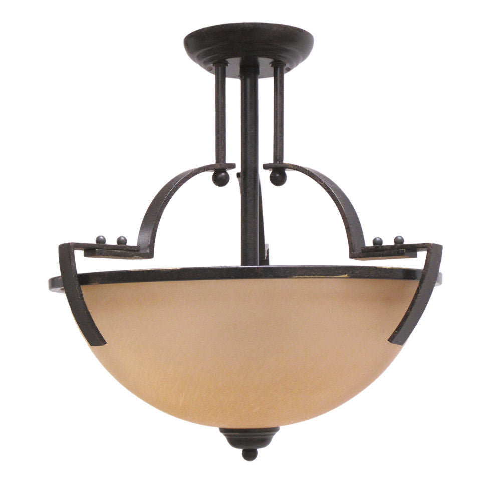 Trans Globe Lighting 9890 Bgr Two Light Semi Flush Ceiling Mount In Black Finish With Gold Accent