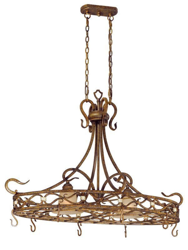 Vaxcel Lighting BE-PDD400AW Berkeley Collection Two Light Island Pot Rack Chandelier in Aged Walnut Finish