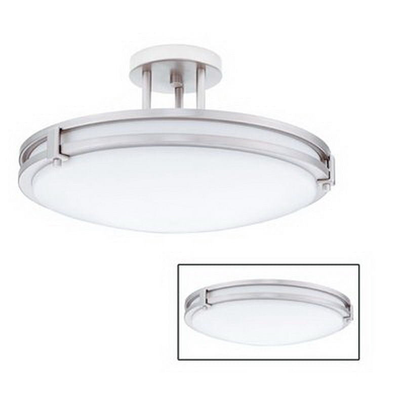 Lithonia 11752 BN Saturn Collection Energy Efficient Fluorescent Flush or Semi Flush Ceiling Fixture in Brushed Nickel Finish