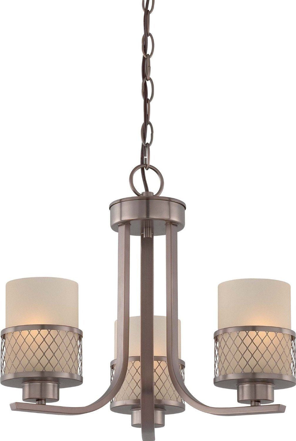 Nuvo Lighting 60-4787 Fusion Collection Three Light Hanging Chandelier in Hazel Bronze Finish