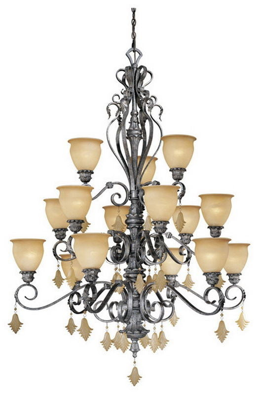 Vaxcel Lighting MM-CHU015 AE Montmarte Collection Fifteen Light Hanging Chandelier in Athenian Bronze Finish