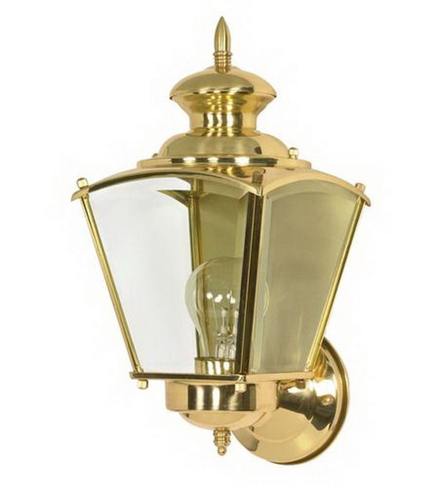 Nuvo Lighting 60-549 Revere Collection One Light Exterior Outdoor Wall Lantern in Polished Brass Finish