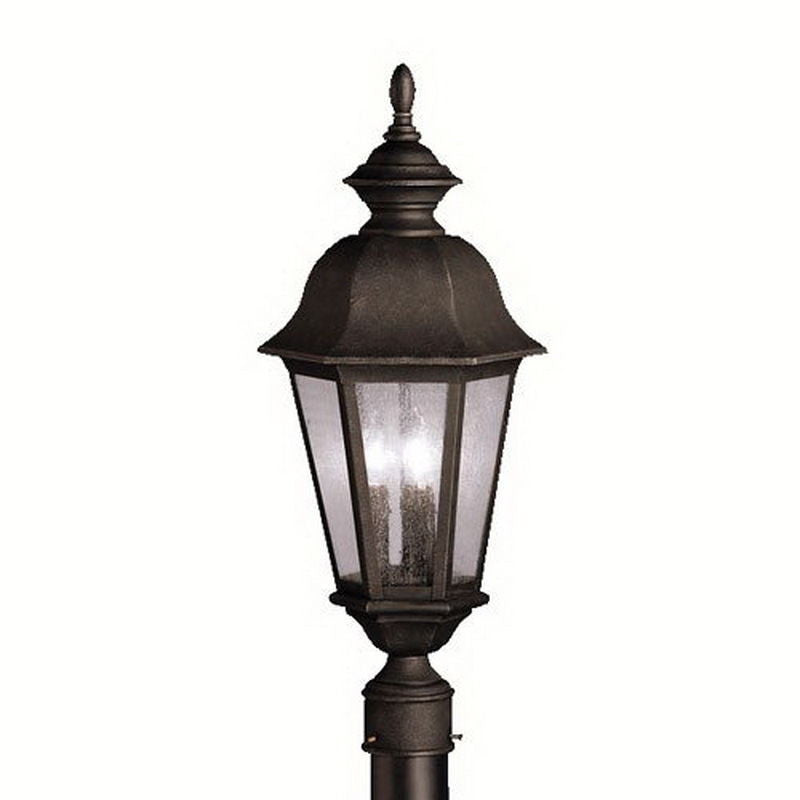 Aztec 39915 By Kichler Lighting Cadiz Collection Three Light Outdoor Post Top Lantern in Distressed Black Finish