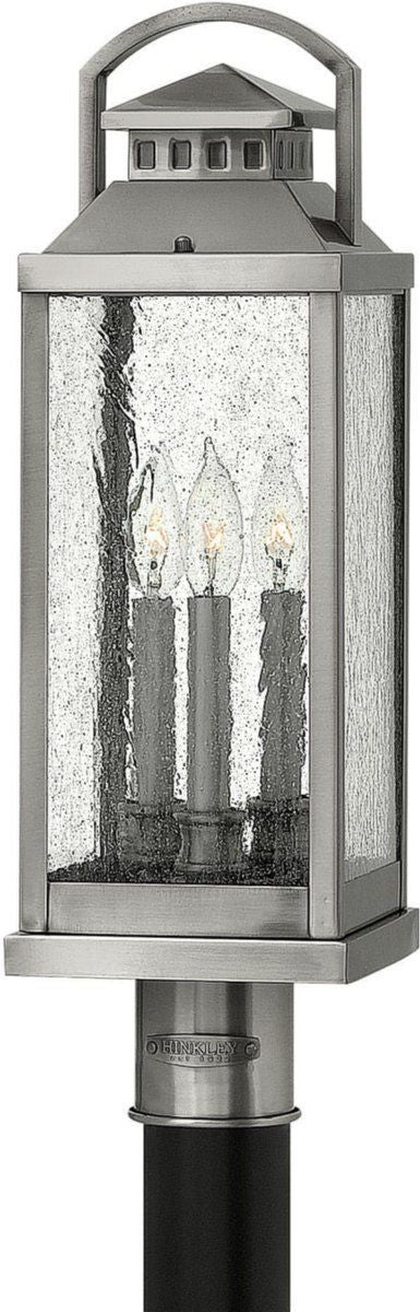 Hinkley Lighting 1181PW Revere Collection Three Light Exterior Outdoor Post Lantern in Pewter Finish