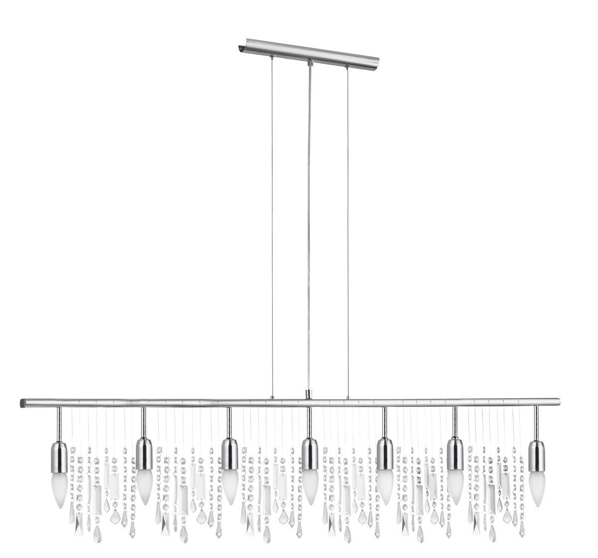 Eglo Lighting 20681A Vitoria Collection Seven Light Trestle Hanging Island Pendant Chandelier in Polished Chrome Finish