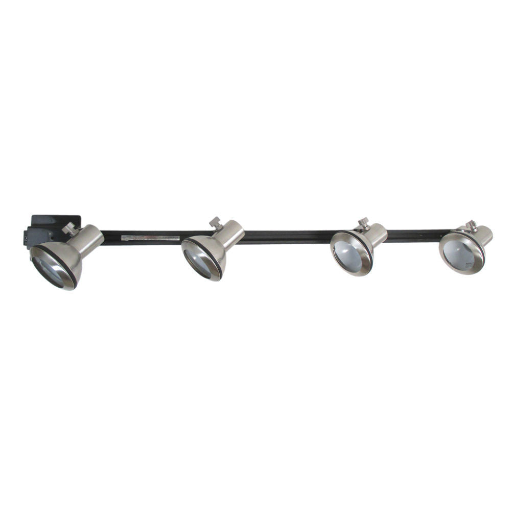 Sunset Lighting Track Head Kit F2953-80-4BK Four Brushed Nickel Heads with Black Track