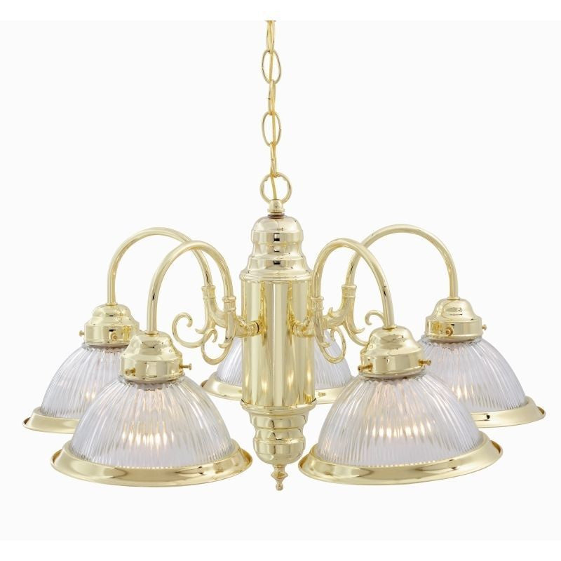 Epiphany Lighting 100255 PB Signature Collection Five Light Chandelier in Polished Brass Finish