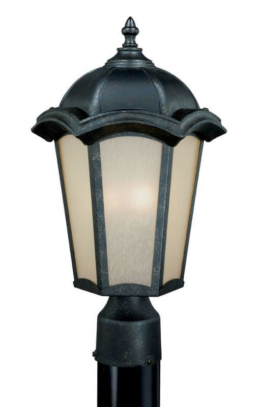 Vaxcel Lighting CE-OPU090GT Chloe Collection Three Light Outdoor Exterior Post Lantern in Gold Stone Finish