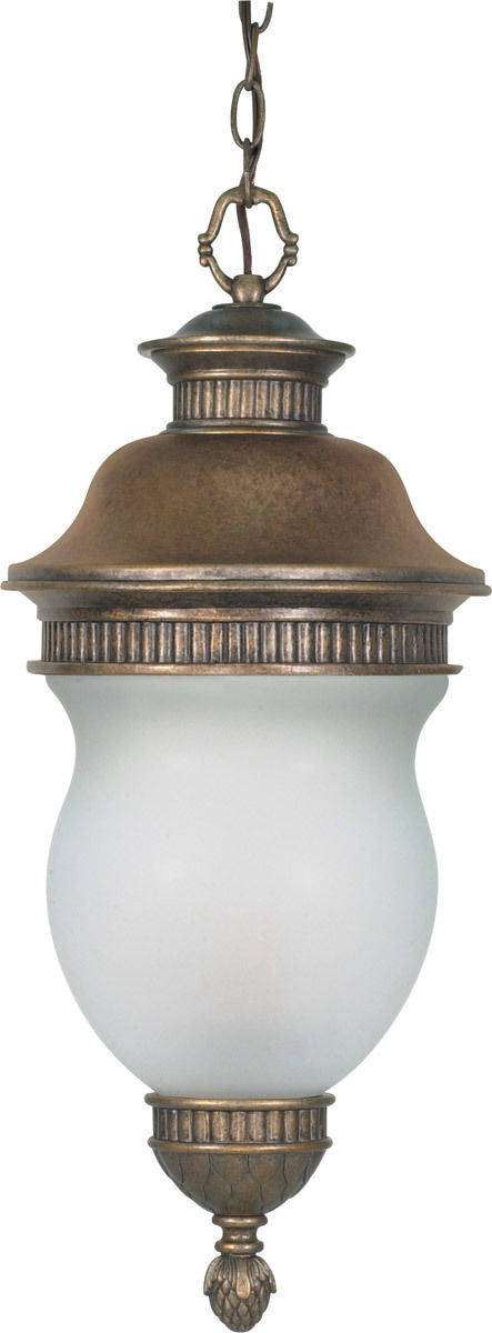 Nuvo Lighting 60-882 Luxor Collection Three Light Exterior Outdoor Hanging Pendant Lantern in Platinum Gold Finish