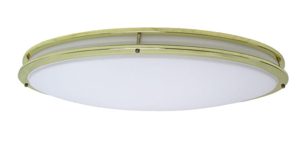 Oxygen Lighting 2-6112-2 Oracle Collection Two Light Energy Efficient Fluorescent Oval Flush Ceiling Fixture in Polished Brass Finish