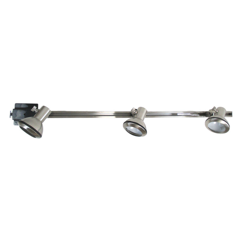 Sunset Lighting Track Head Kit F2953-80-3BN Three Brushed Nickel Heads with Brushed Nickel Track