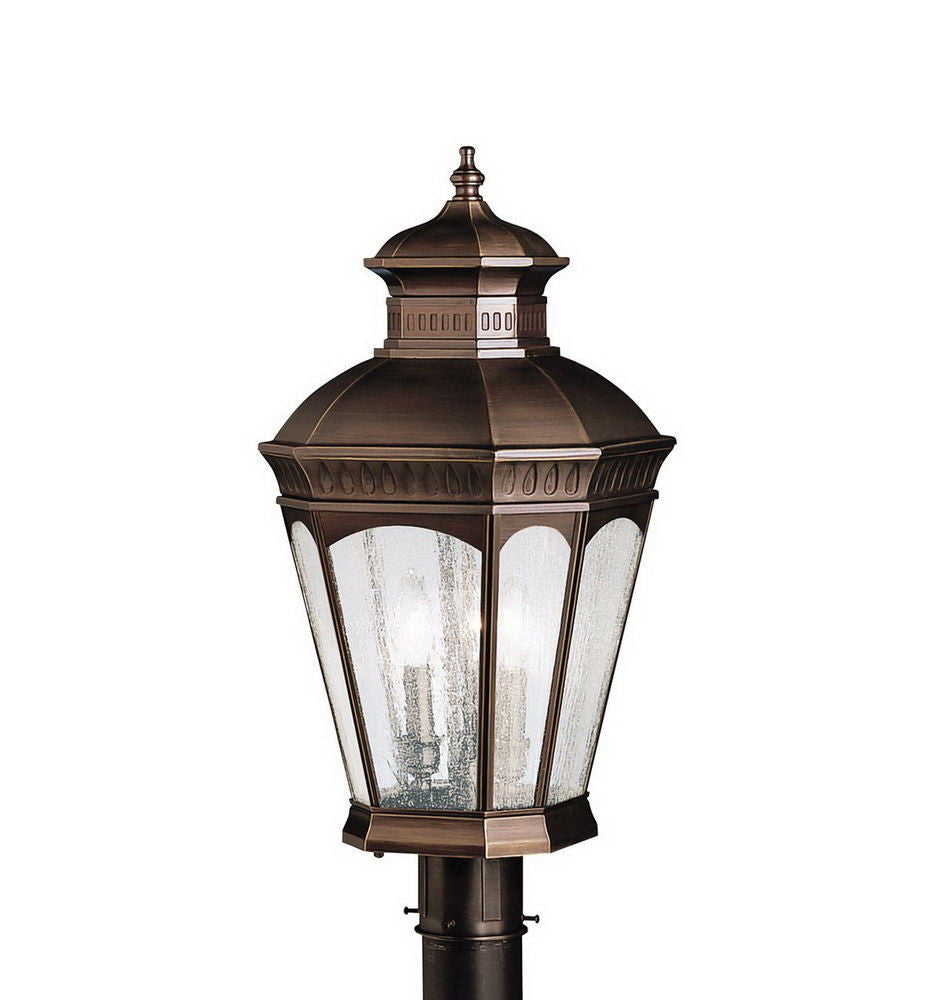 Aztec 39913 By Kichler Lighting Elgin Collection Three Light Outdoor Post Top Lantern in Burnished Bronze Finish