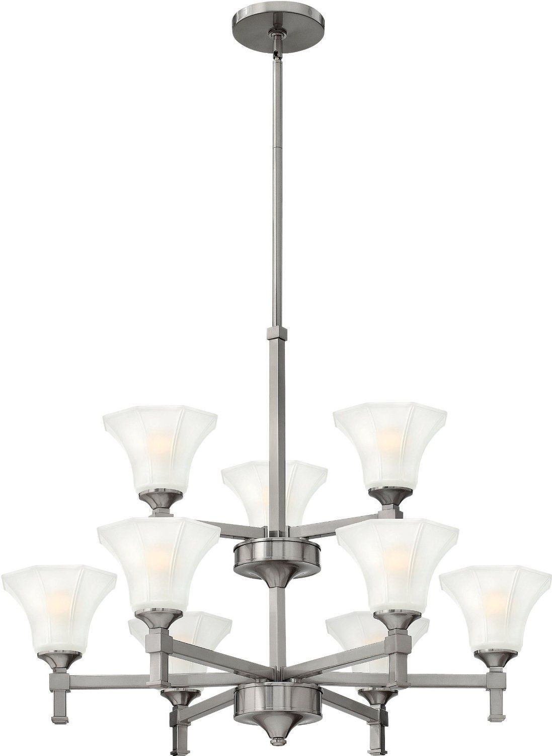 Hinkley Lighting 4048 BN Abbie Collection Nine Light Hanging Chandelier in Brushed Nickel Finish