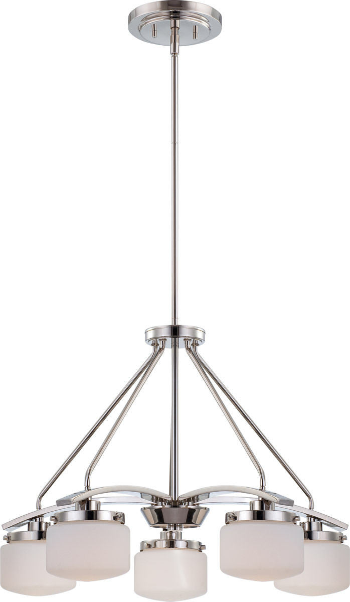 Nuvo Lighting 60-5025 Austin Collection Five Light Hanging Pendant Chandelier in Polished Nickel Finish