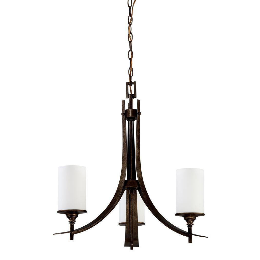 Sunset Lighting F1263-37 Empire Collection Three Light Hanging Chandelier in Antique Bronze Finish